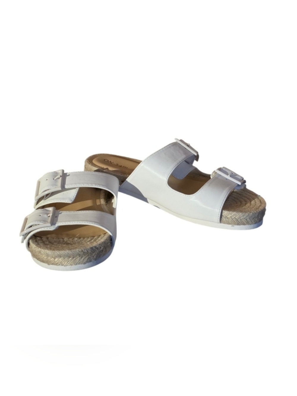 On 34th White Espadrille Slides